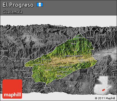 Satellite 3D Map of El Progreso, desaturated