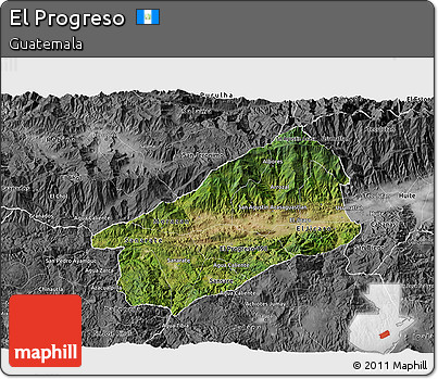 Satellite 3D Map of El Progreso, desaturated