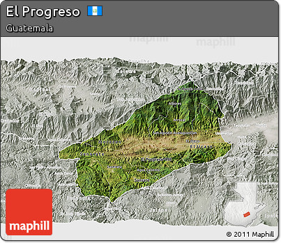 Satellite 3D Map of El Progreso, lighten, semi-desaturated