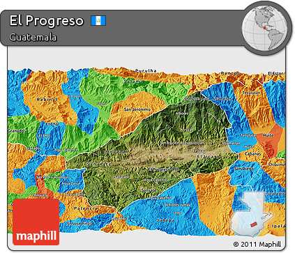Satellite 3D Map of El Progreso, political outside