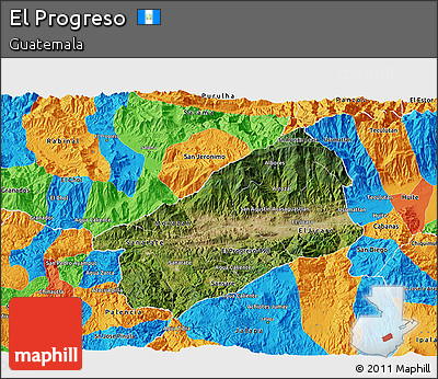 Satellite 3D Map of El Progreso, political outside