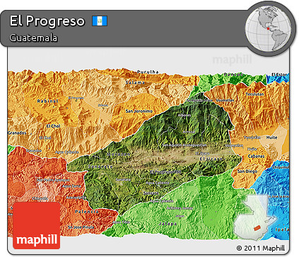 Satellite 3D Map of El Progreso, political shades outside