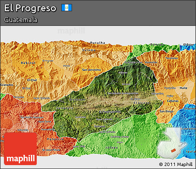 Satellite 3D Map of El Progreso, political shades outside