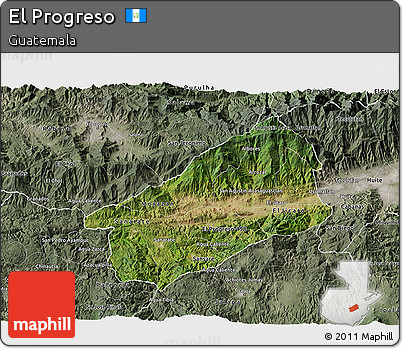 Satellite 3D Map of El Progreso, semi-desaturated