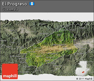 Satellite 3D Map of El Progreso, semi-desaturated