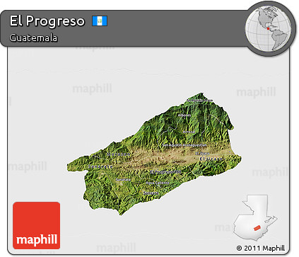 Satellite 3D Map of El Progreso, single color outside