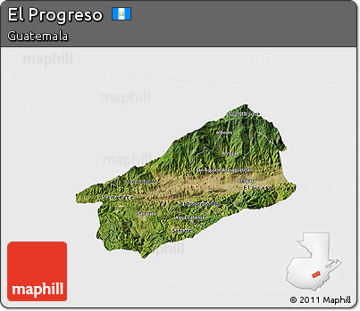 Satellite 3D Map of El Progreso, single color outside