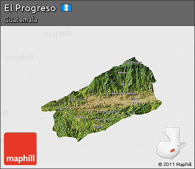 Satellite 3D Map of El Progreso, single color outside