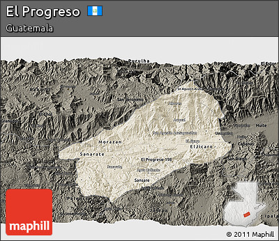 Shaded Relief 3D Map of El Progreso, darken