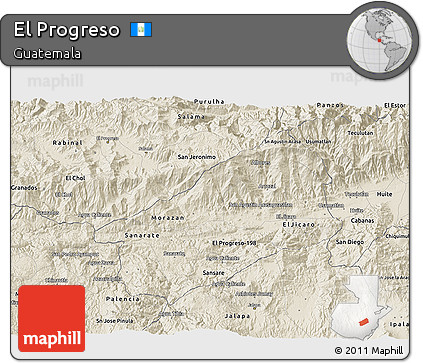 Shaded Relief 3D Map of El Progreso