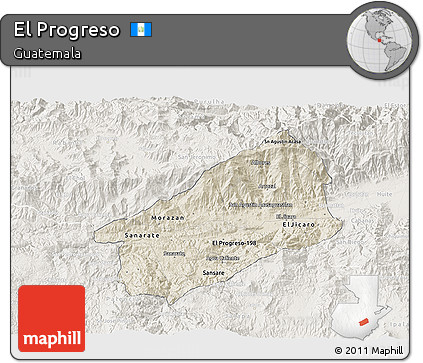 Shaded Relief 3D Map of El Progreso, lighten