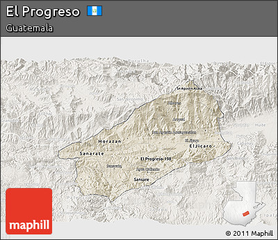 Shaded Relief 3D Map of El Progreso, lighten