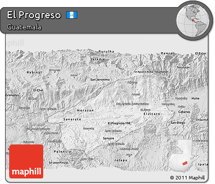 Silver Style 3D Map of El Progreso