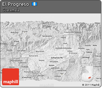 Silver Style 3D Map of El Progreso