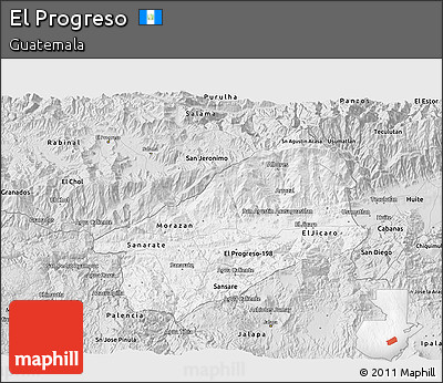 Silver Style 3D Map of El Progreso