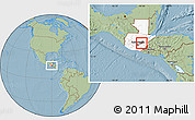 Savanna Style Location Map of El Progreso-198, highlighted country, highlighted parent region, hill shading