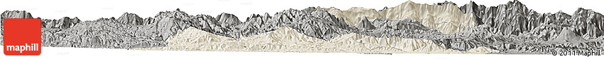 Shaded Relief Horizon Map of El Progreso, darken, semi-desaturated