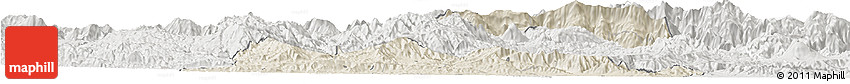 Shaded Relief Horizon Map of El Progreso, lighten, semi-desaturated