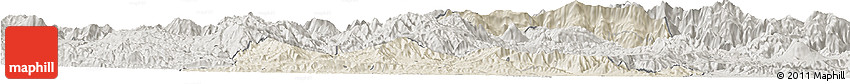 Shaded Relief Horizon Map of El Progreso, semi-desaturated
