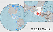 Gray Location Map of El Progreso, highlighted country, within the entire country, hill shading