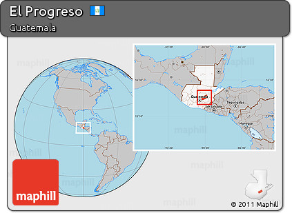 Gray Location Map of El Progreso, highlighted country