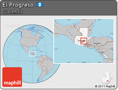 Gray Location Map of El Progreso, highlighted country