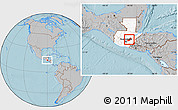 Gray Location Map of El Progreso, highlighted country, hill shading