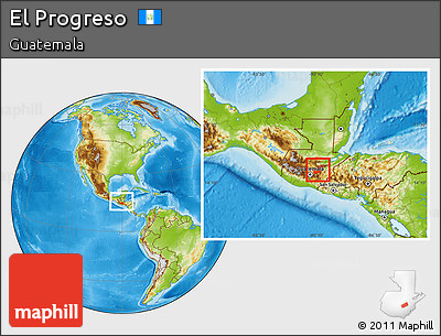 Physical Location Map of El Progreso, within the entire country
