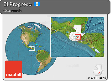 Satellite Location Map of El Progreso, highlighted country