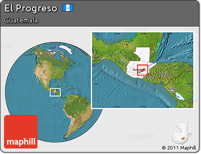 Satellite Location Map of El Progreso, highlighted country