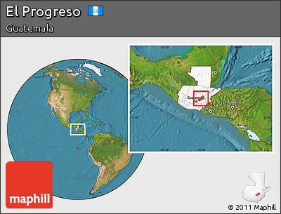 Satellite Location Map of El Progreso, highlighted country