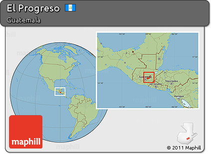 Savanna Style Location Map of El Progreso, within the entire country