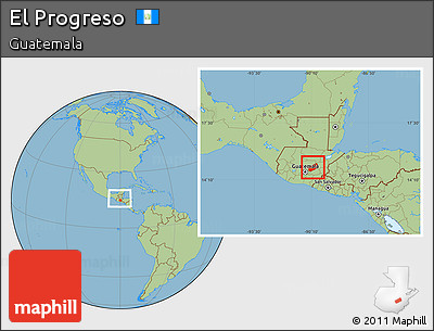 Savanna Style Location Map of El Progreso, within the entire country