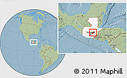 Savanna Style Location Map of El Progreso, highlighted country, within the entire country, hill shading