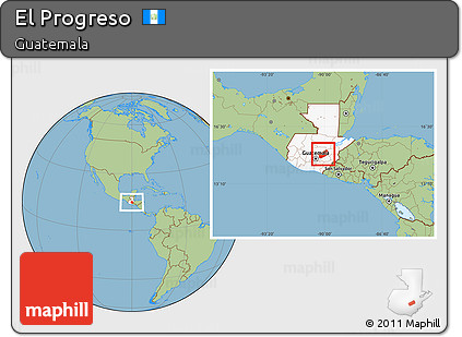 Savanna Style Location Map of El Progreso, highlighted country