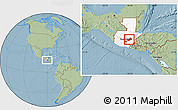 Savanna Style Location Map of El Progreso, highlighted country, hill shading