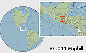 Savanna Style Location Map of El Progreso, hill shading