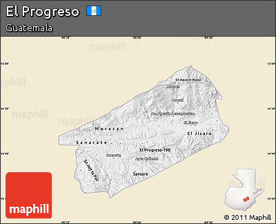 Classic Style Map of El Progreso, single color outside