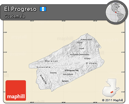 Classic Style Map of El Progreso, single color outside