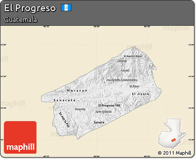 Classic Style Map of El Progreso, single color outside