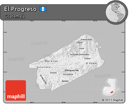 Gray Map of El Progreso, single color outside