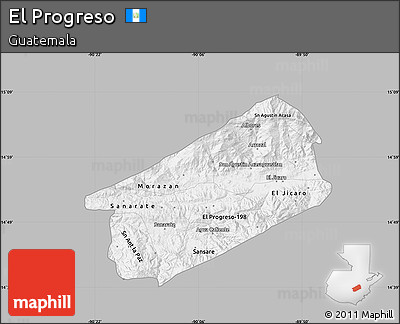 Gray Map of El Progreso, single color outside
