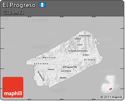 Gray Map of El Progreso, single color outside