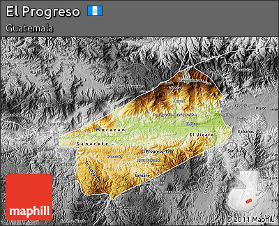 Physical Map of El Progreso, desaturated