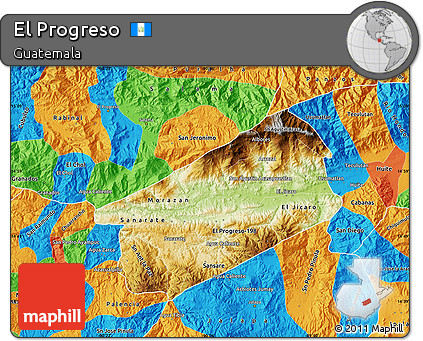 Physical Map of El Progreso, political outside