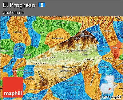 Physical Map of El Progreso, political outside