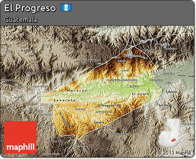 Physical Map of El Progreso, semi-desaturated