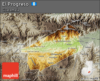 Physical Map of El Progreso, semi-desaturated