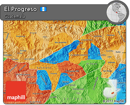 Political Map of El Progreso, political shades outside