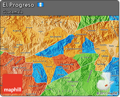 Political Map of El Progreso, political shades outside